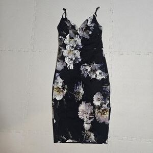 Dynamite Black Floral Midi Dress